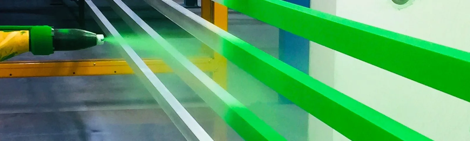 Aluminium profiles moving through Swallow's coating line